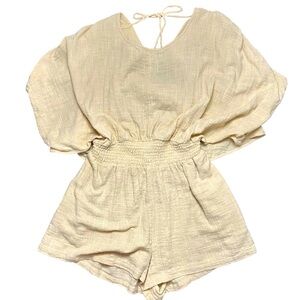 Free People Yellow Pietro Tie Back Romper Size M